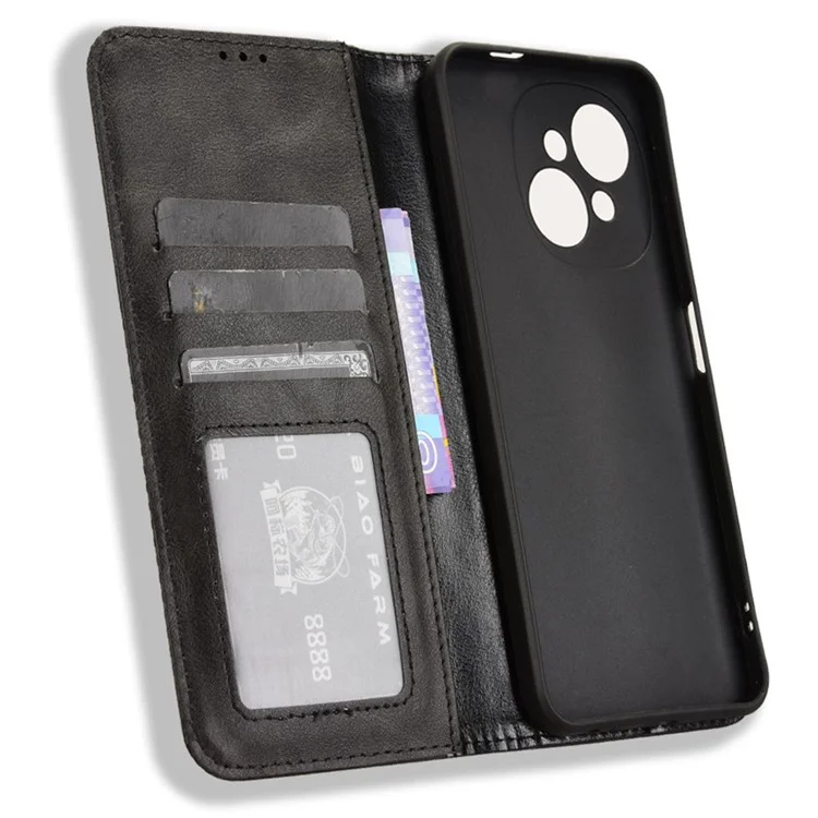For TECNO Spark Go 2025 / Spark Go 1 / Pop 9 4G Leather Case Wallet Stand Retro Texture Phone Cover - Black