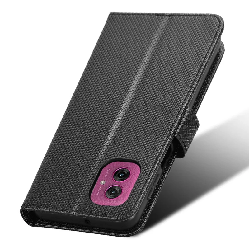 Pour Motorola Moto G55 5G Coque PU Cuir Texture Diamant Portefeuille Étui Téléphone - Noir
