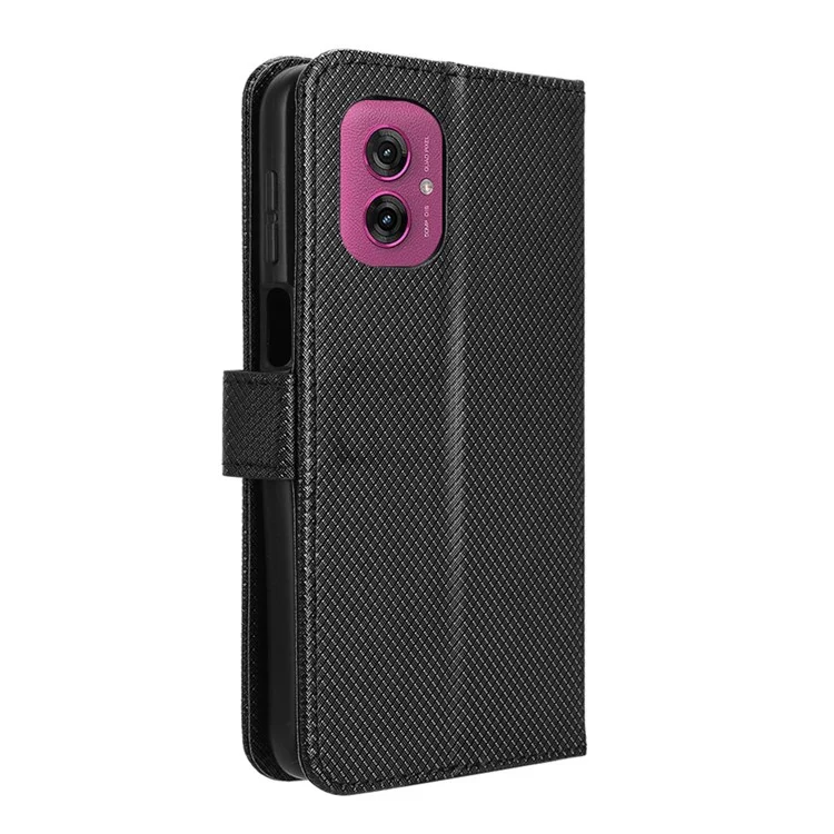 Pour Motorola Moto G55 5G Coque PU Cuir Texture Diamant Portefeuille Étui Téléphone - Noir