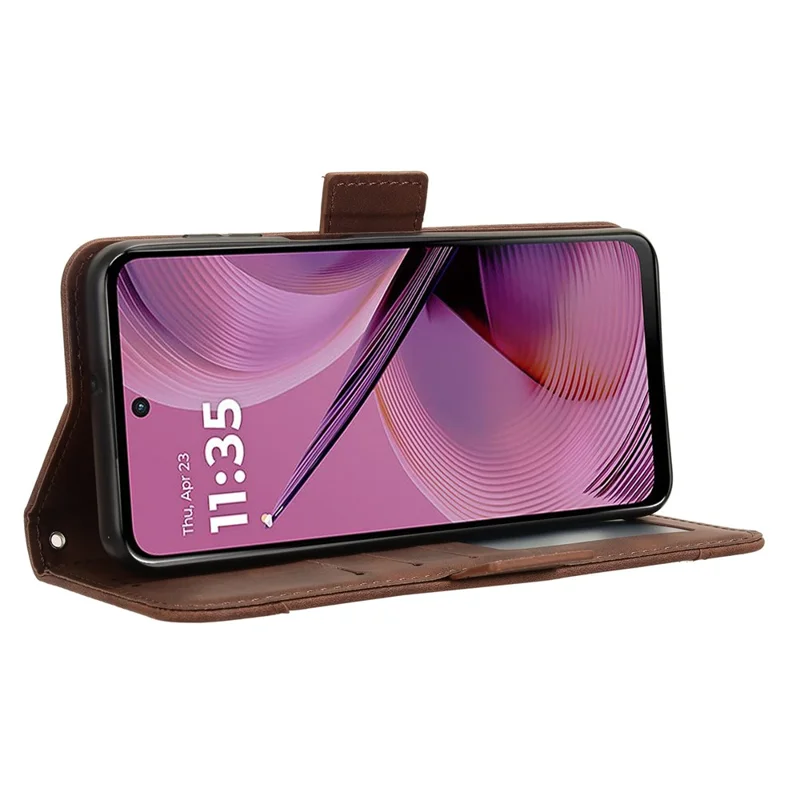 For Motorola Moto G55 5G Leather Case Phone Wallet Cover with Multiple Card Slots - Brown