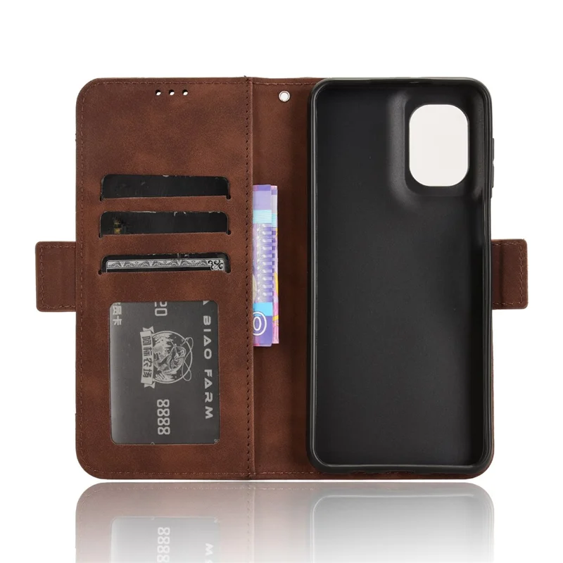 For Motorola Moto G55 5G Leather Case Phone Wallet Cover with Multiple Card Slots - Brown