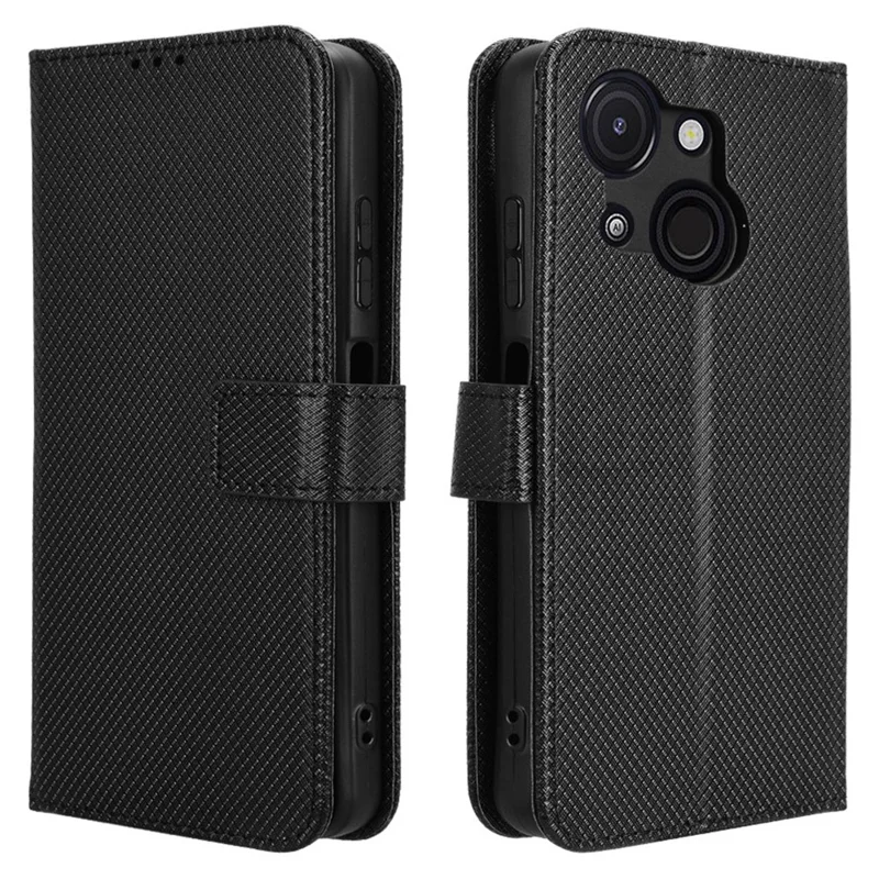 Para Itel A50C A669L Case PU PU Leather Diamond Texture Willet Telep Cover - Negro