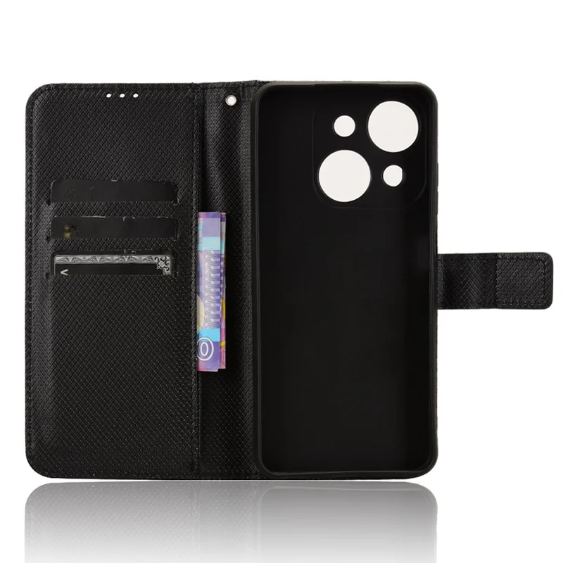 Para Itel A50C A669L Case PU PU Leather Diamond Texture Willet Telep Cover - Negro