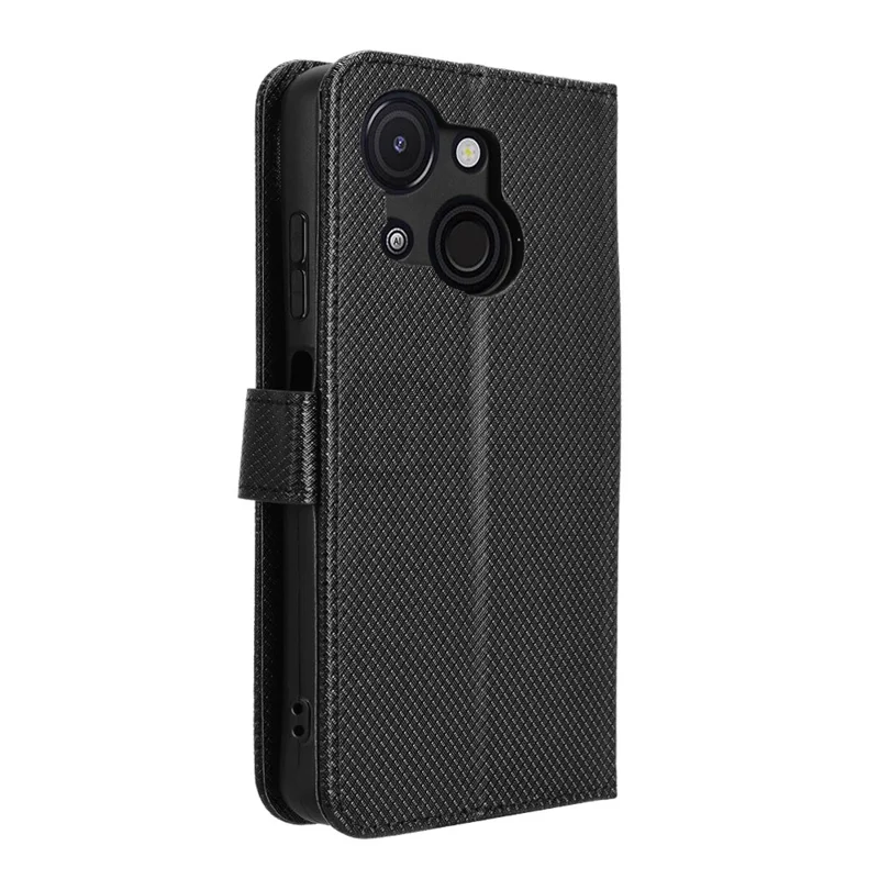 Para Itel A50C A669L Case PU PU Leather Diamond Texture Willet Telep Cover - Negro