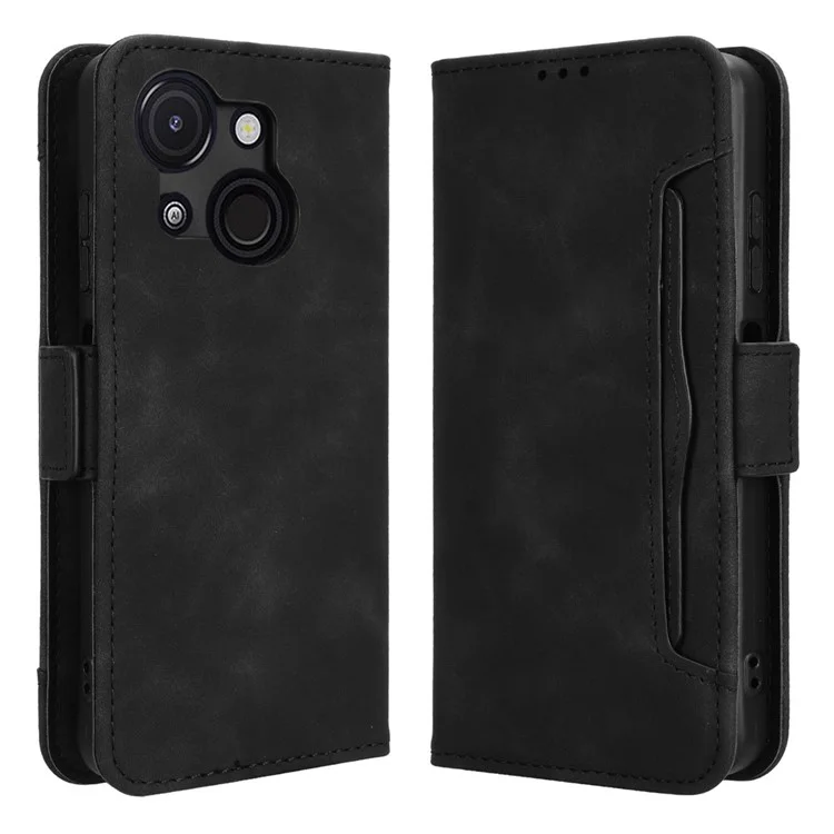 For itel A50C A669L Leather Case Phone Wallet Cover with Multiple Card Slots - Black