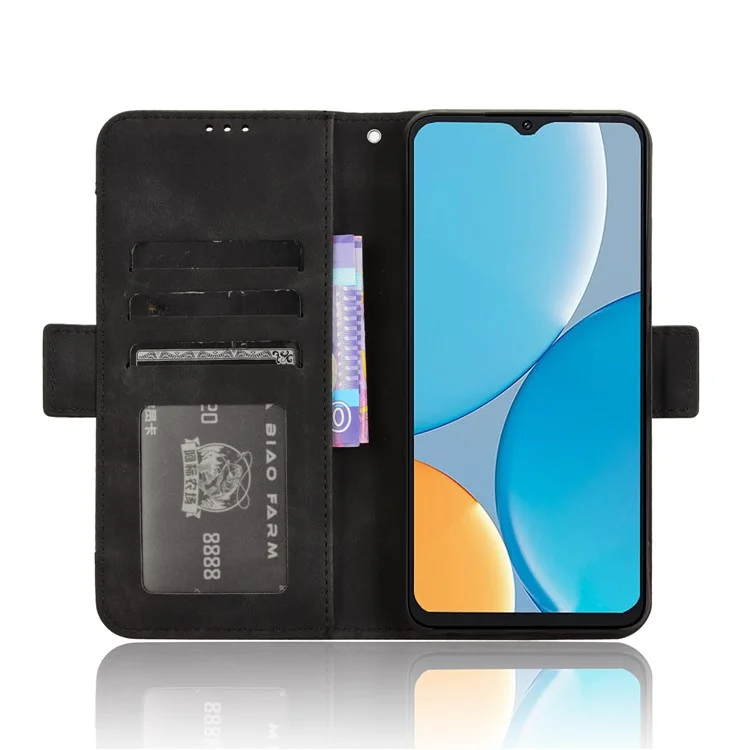 For itel A50C A669L Leather Case Phone Wallet Cover with Multiple Card Slots - Black