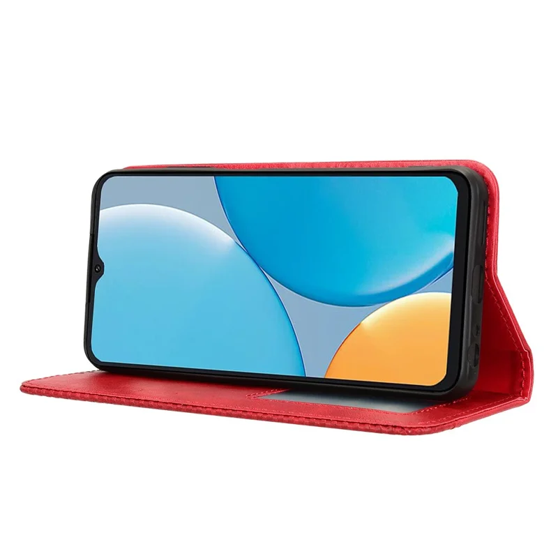 For itel A50C A669L Leather Case Wallet Stand Retro Texture Phone Cover - Red