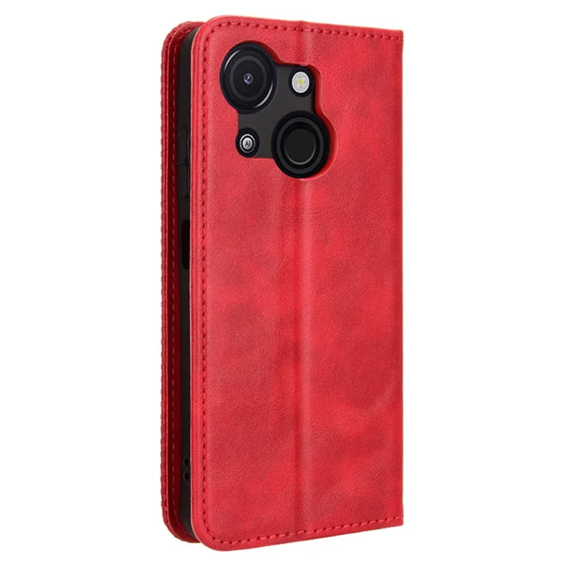 For itel A50C A669L Leather Case Wallet Stand Retro Texture Phone Cover - Red
