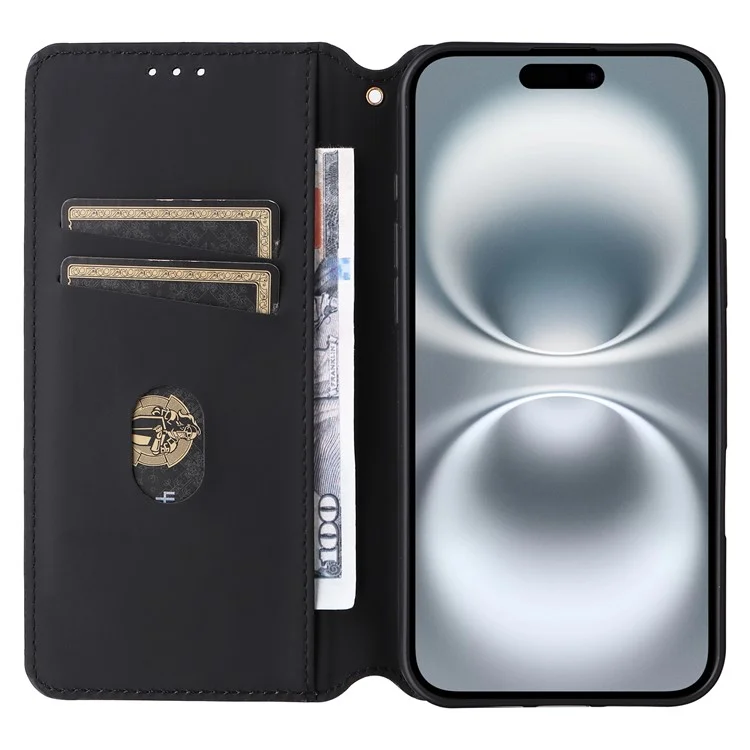 Für Iphone 16 Wallet Case Rhombus Eingeprägter Leder -telefonabdeckung - Blau