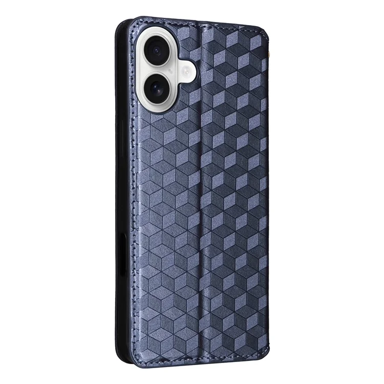 Für Iphone 16 Wallet Case Rhombus Eingeprägter Leder -telefonabdeckung - Blau