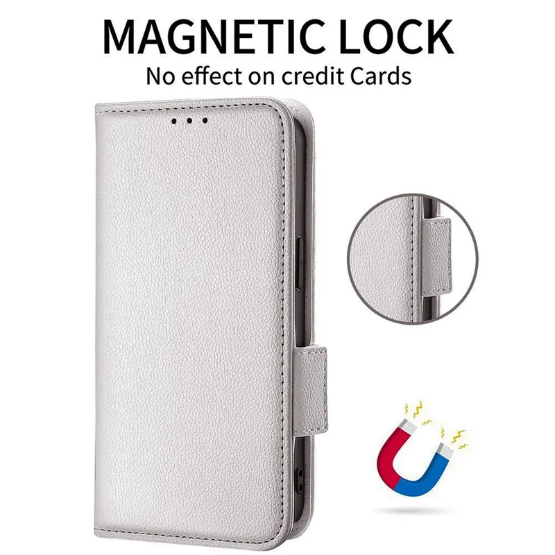 For iPhone 16 Plus Case with Wrist Strap Litchi Texture PU Leather Wallet Phone Cover - White