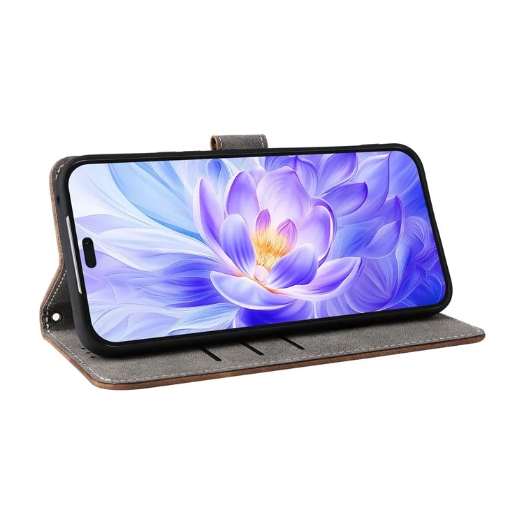 Para Honra X60i 5g Carteira RFID Blocking PU Leather Case - Brown
