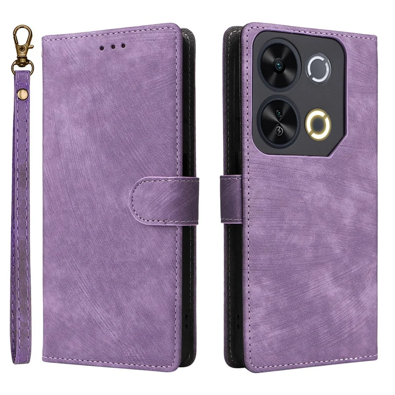 For itel P65 P671L Wallet Case RFID Blocking PU Leather Cover Stand View - Purple