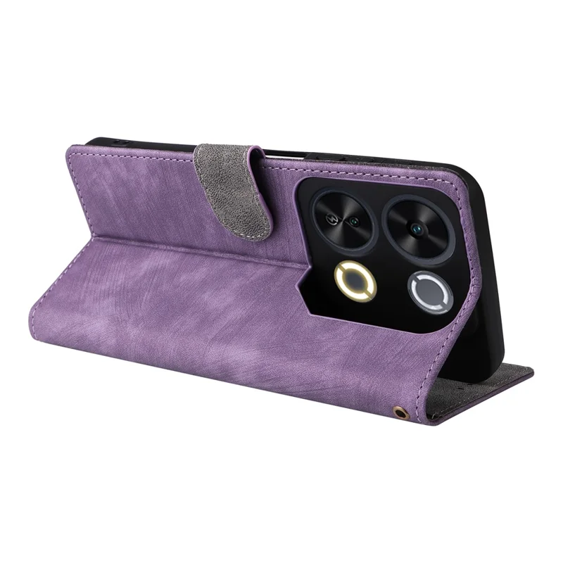 For itel P65 P671L Wallet Case RFID Blocking PU Leather Cover Stand View - Purple