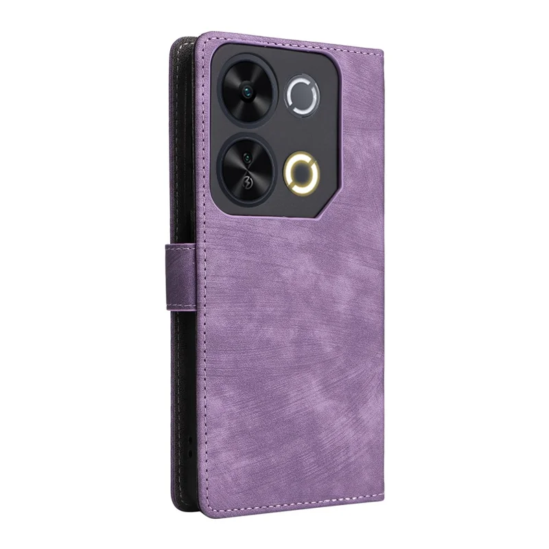 For itel P65 P671L Wallet Case RFID Blocking PU Leather Cover Stand View - Purple