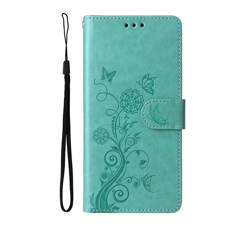 Для Xiaomi 14t Pro Ceather Case Butterfly Floral Imprint Cover Cover Cover - Зеленый
