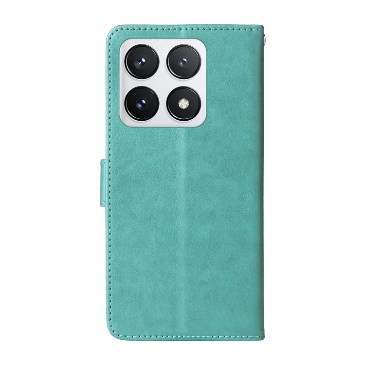 Для Xiaomi 14t Pro Ceather Case Butterfly Floral Imprint Cover Cover Cover - Зеленый