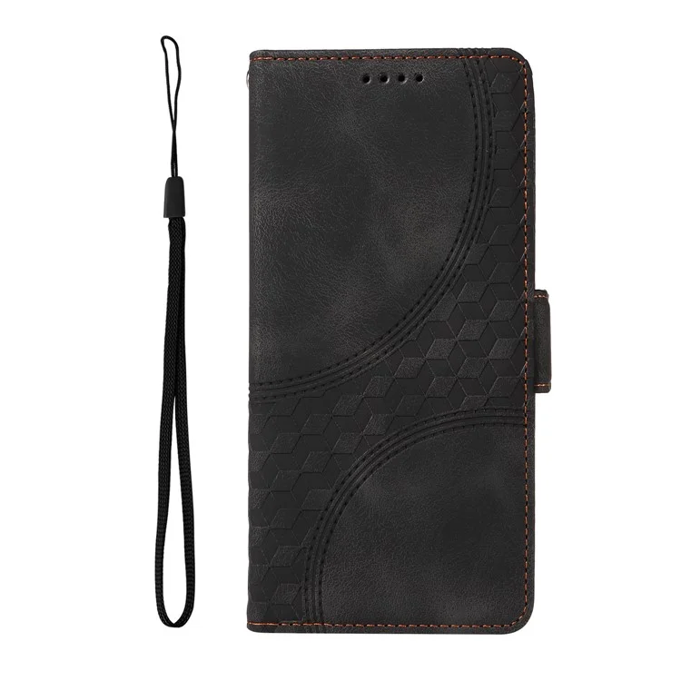 For Xiaomi 14T Pro Case PU Leather Phone Cover Rhombus Starry Imprinted - Black