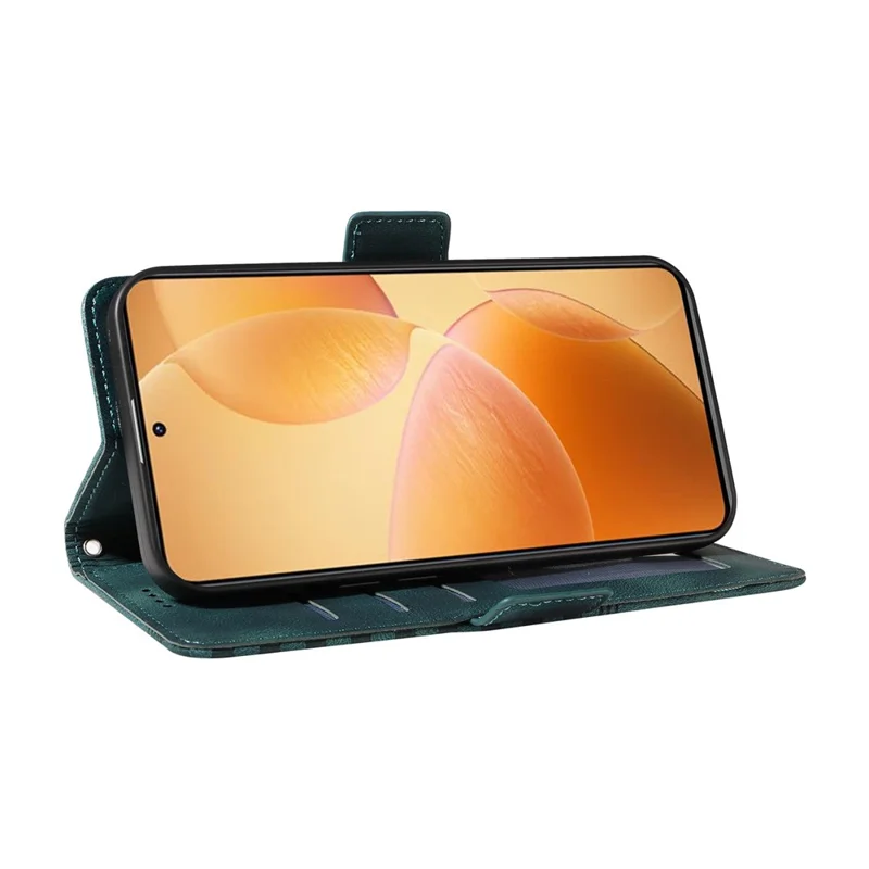 For Xiaomi 14T Pro Case PU Leather Phone Cover Rhombus Starry Imprinted - Green