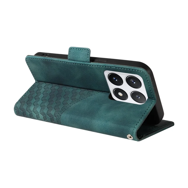 For Xiaomi 14T Pro Case PU Leather Phone Cover Rhombus Starry Imprinted - Green