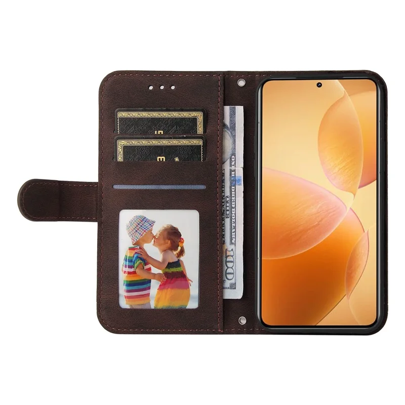 For Xiaomi 14T Pro Leather Wallet Cases Skin Touch Phone Cover Stand with Strap - Brown