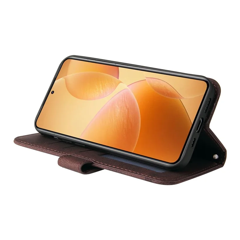 For Xiaomi 14T Pro Leather Wallet Cases Skin Touch Phone Cover Stand with Strap - Brown