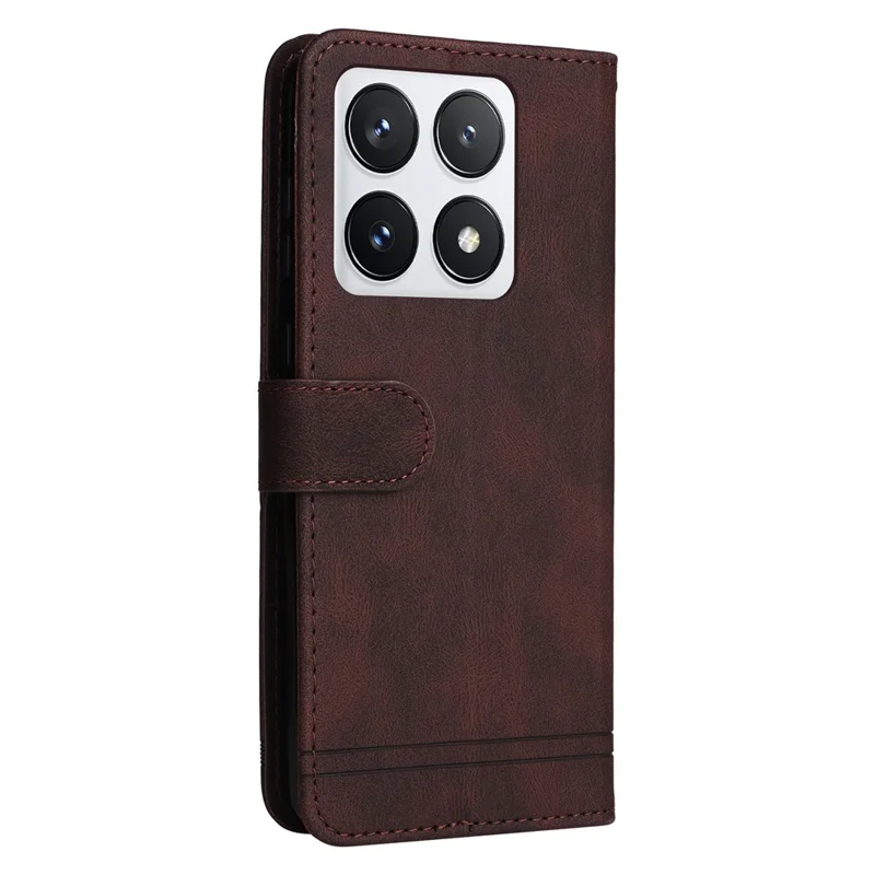 For Xiaomi 14T Pro Leather Wallet Cases Skin Touch Phone Cover Stand with Strap - Brown