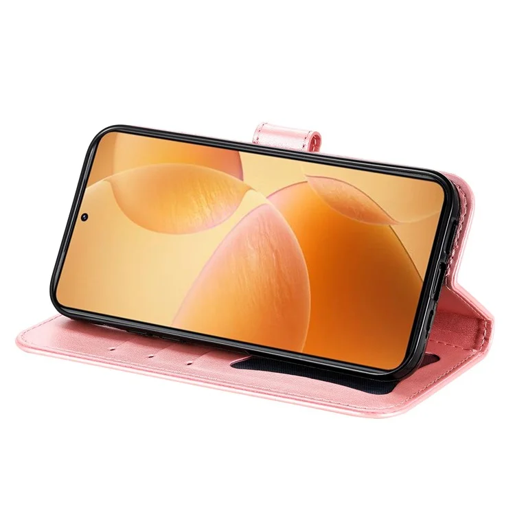 Para Xiaomi 14T Pro Case PU Pullet Caterlet Floral Tope Tape Vista - Rosa
