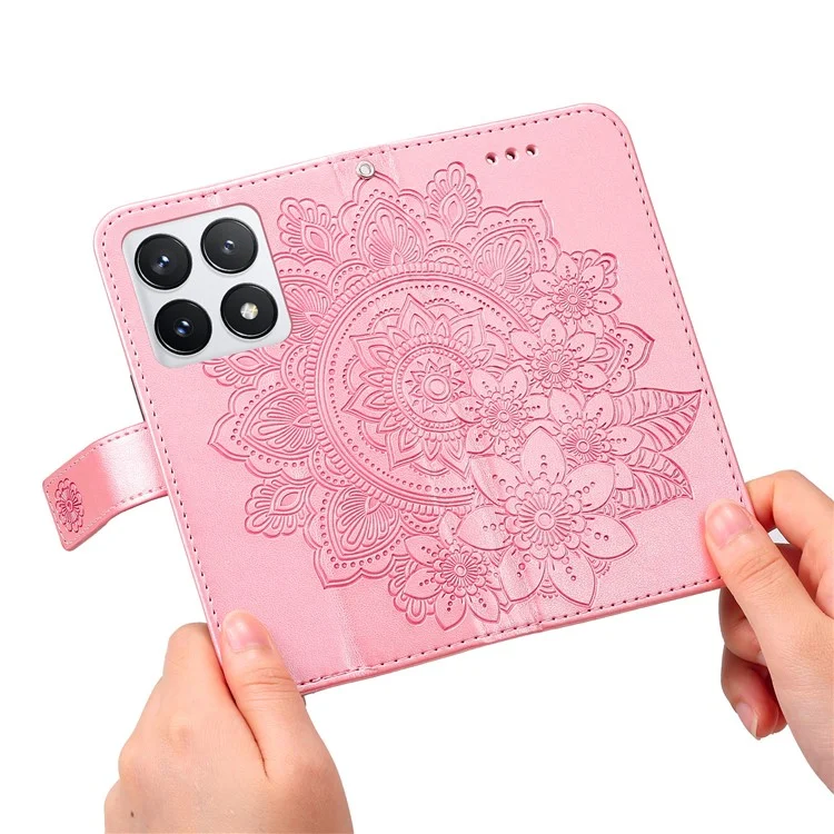 Para Xiaomi 14T Pro Case PU Pullet Caterlet Floral Tope Tape Vista - Rosa