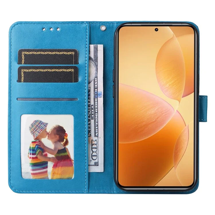 For Xiaomi 14T Pro Case Sunflower Imprint Leather Wallet Phone Cover - Blue