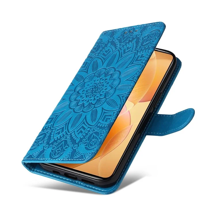 For Xiaomi 14T Pro Case Sunflower Imprint Leather Wallet Phone Cover - Blue