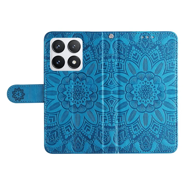 For Xiaomi 14T Pro Case Sunflower Imprint Leather Wallet Phone Cover - Blue