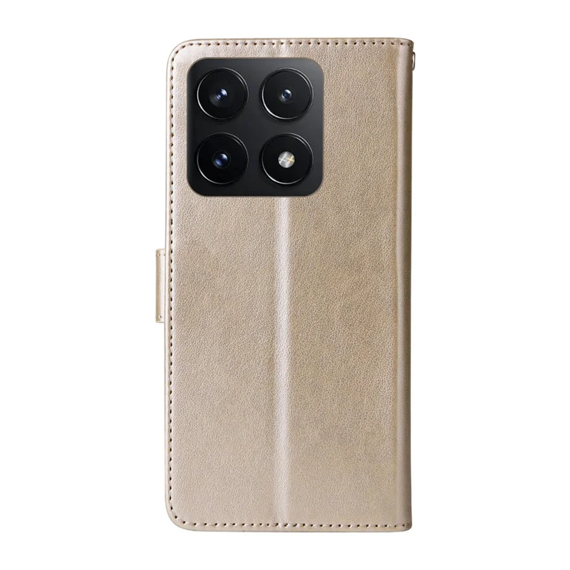 Para Xiaomi 14T Leather Case Butterfly Floral Imprint Wallet Stand Cover - Gold