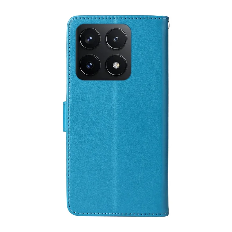 For Xiaomi 14T Leather Case Butterfly Floral Imprint Wallet Stand Cover - Blue