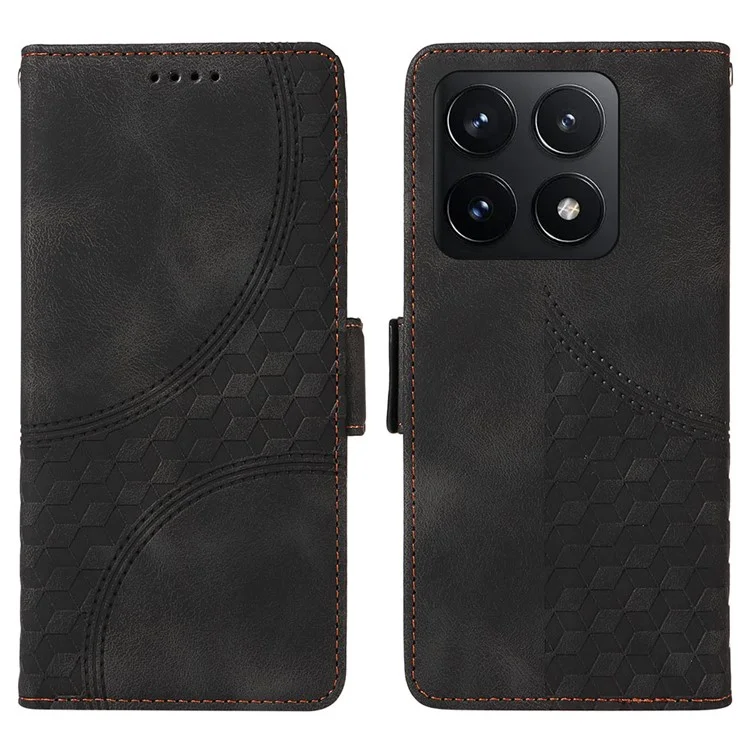 Para Xiaomi 14t Case PU Pulo Pelégono Roburo Rombus Impresionado - Negro