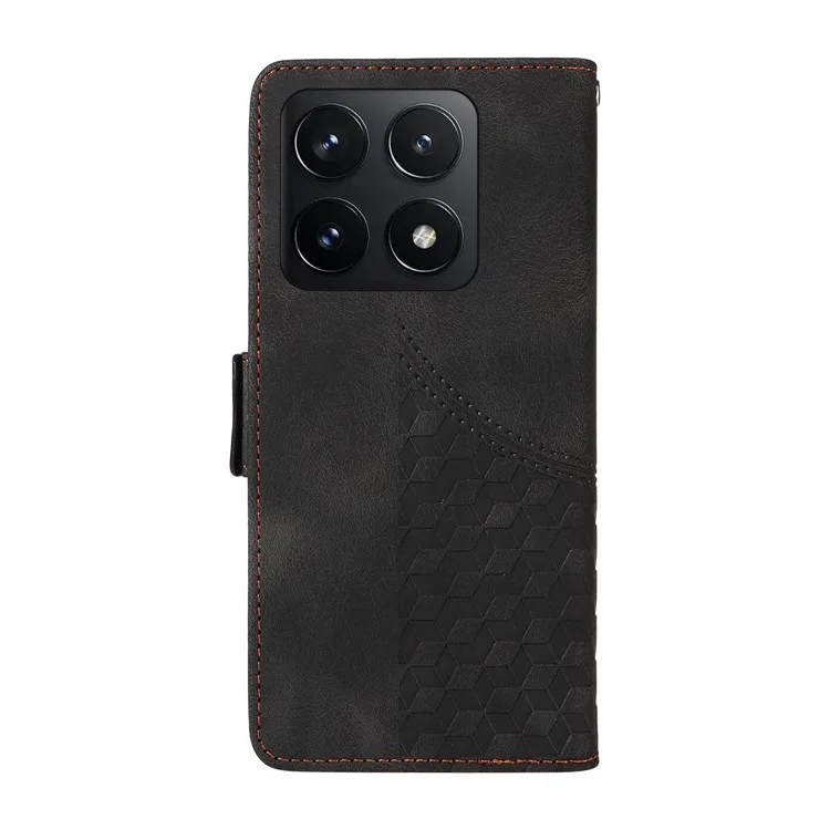 Para Xiaomi 14t Case PU Pulo Pelégono Roburo Rombus Impresionado - Negro