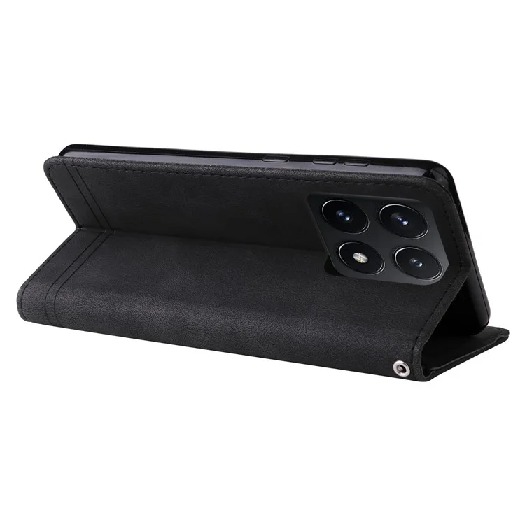 Чехол-кошелек для Xiaomi 14T Skin-Touch Leather Phone Cover Tree Pattern Hardware - Black