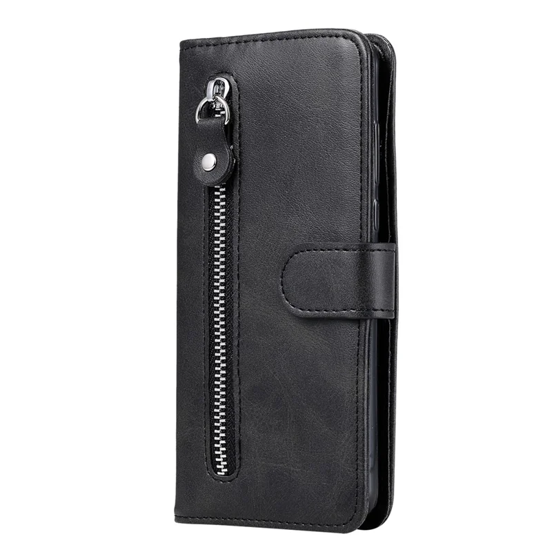 Для Xiaomi 14t Case Case Zipper Кошелек Текстура - Черный