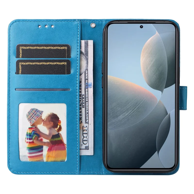 For Xiaomi 14T Case Sunflower Imprint Leather Wallet Phone Cover - Blue