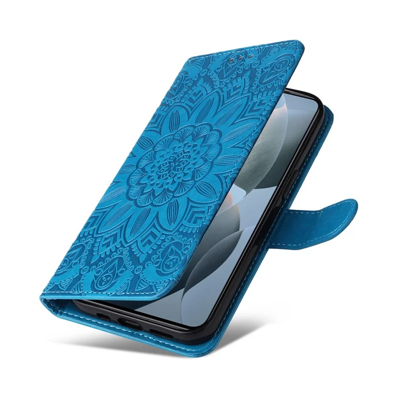 For Xiaomi 14T Case Sunflower Imprint Leather Wallet Phone Cover - Blue