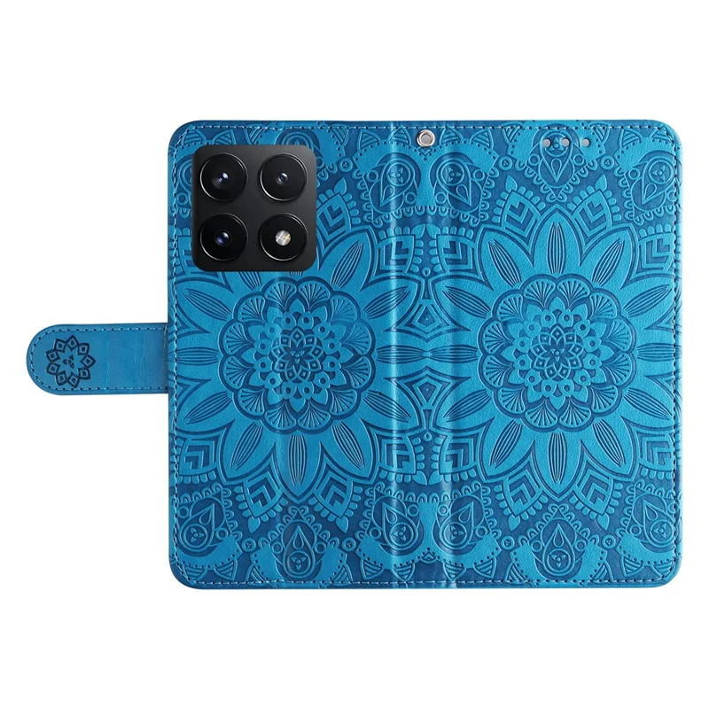 For Xiaomi 14T Case Sunflower Imprint Leather Wallet Phone Cover - Blue