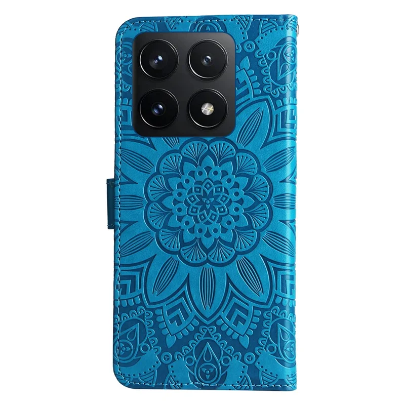 For Xiaomi 14T Case Sunflower Imprint Leather Wallet Phone Cover - Blue