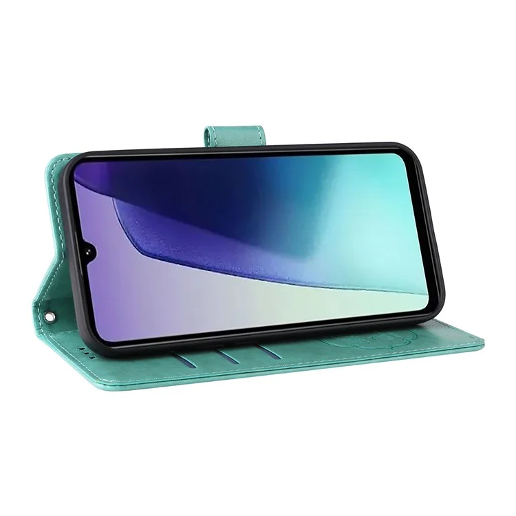 Para Xiaomi Poco C75 4G / Redmi 14R 5G / 14C 4G Capa de Couro Impressão de Borboleta e Floral Carteira Suporte - Verde