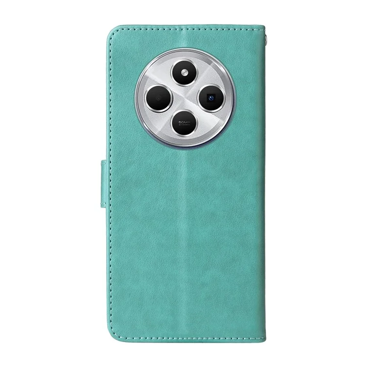 Para Xiaomi Poco C75 4G / Redmi 14R 5G / 14C 4G Capa de Couro Impressão de Borboleta e Floral Carteira Suporte - Verde