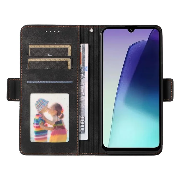 Für Xiaomi Redmi 14c 4G Hülle PU Leder Telefonabdeckung Rhombus Sternenstarrig Eingeprägt - Schwarz
