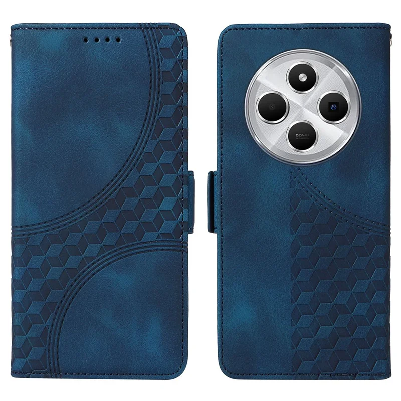 For Xiaomi Poco C75 4G / Poco M7 5G / Redmi A3 Pro 4G / 14R 5G / A4 5G / 14C 5G / 14C 4G Case PU Leather Phone Cover Rhombus Starry Imprinted - Blue