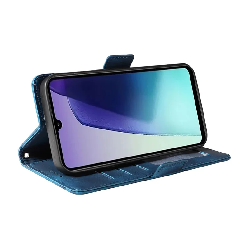 For Xiaomi Poco C75 4G / Poco M7 5G / Redmi A3 Pro 4G / 14R 5G / A4 5G / 14C 5G / 14C 4G Case PU Leather Phone Cover Rhombus Starry Imprinted - Blue