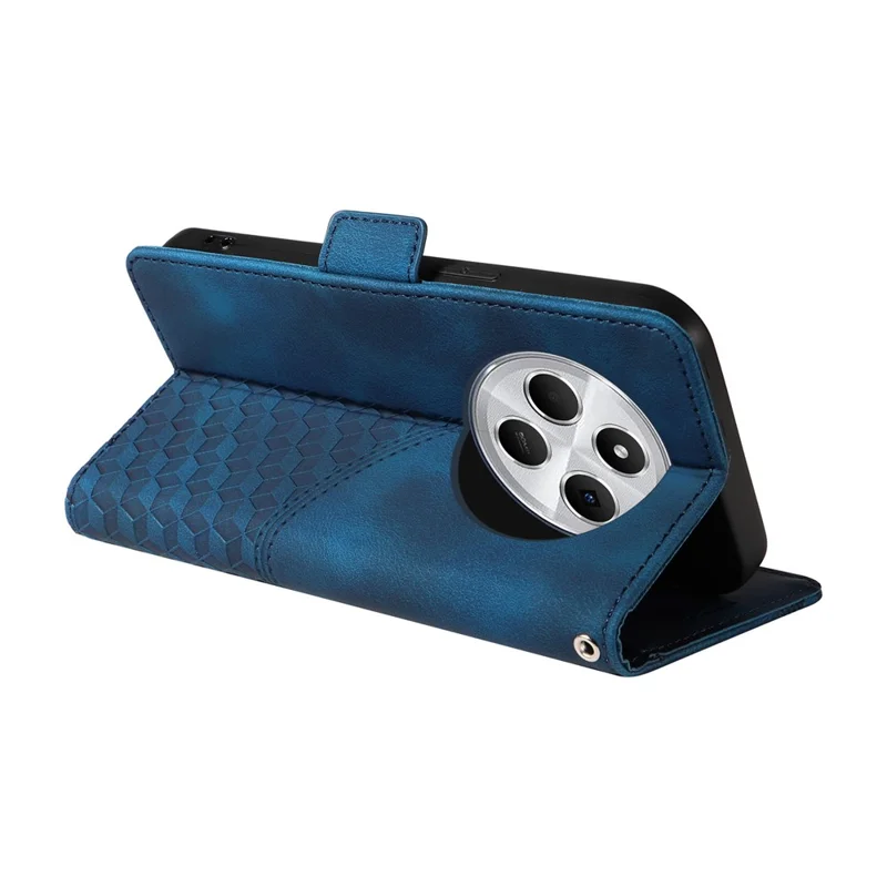 For Xiaomi Poco C75 4G / Poco M7 5G / Redmi A3 Pro 4G / 14R 5G / A4 5G / 14C 5G / 14C 4G Case PU Leather Phone Cover Rhombus Starry Imprinted - Blue