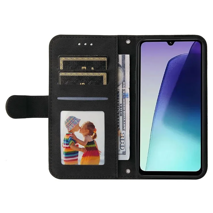 Para Xiaomi Poco C75 4G / Redmi 14R 5G / 14C 4G Carteira Case Skin-Touch Leather Phone Cover Árvore Padrão Hardware - Preto