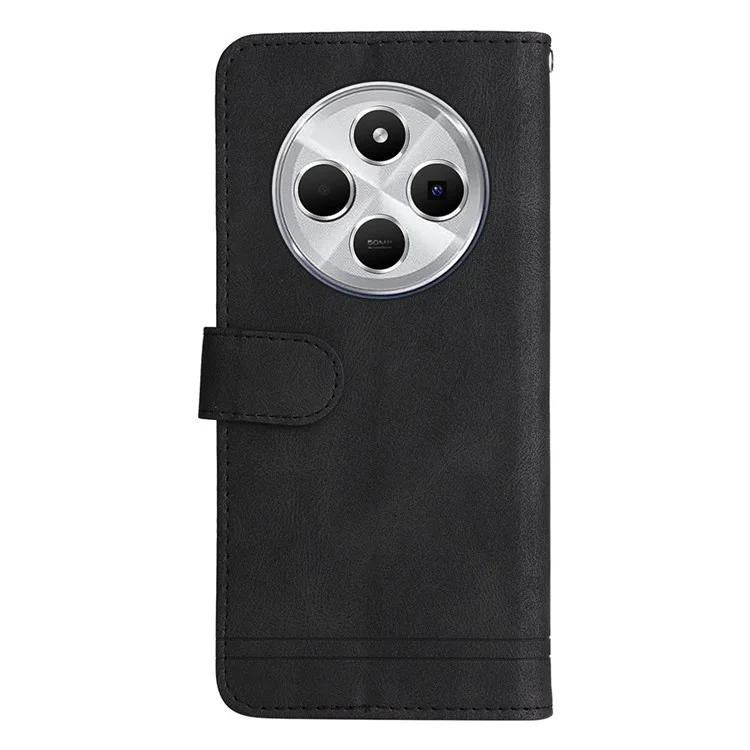 Para Xiaomi Poco C75 4G / Redmi 14R 5G / 14C 4G Carteira Case Skin-Touch Leather Phone Cover Árvore Padrão Hardware - Preto